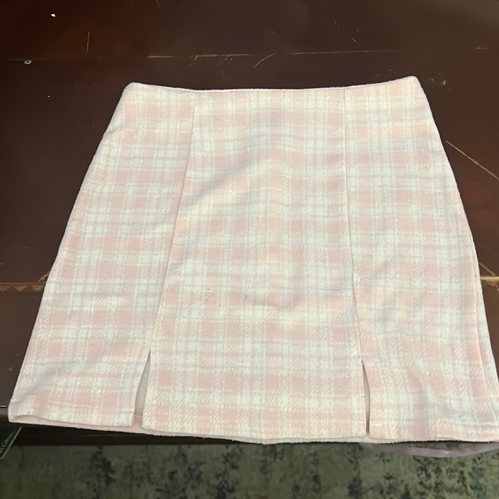 Pink plaid girls skirt